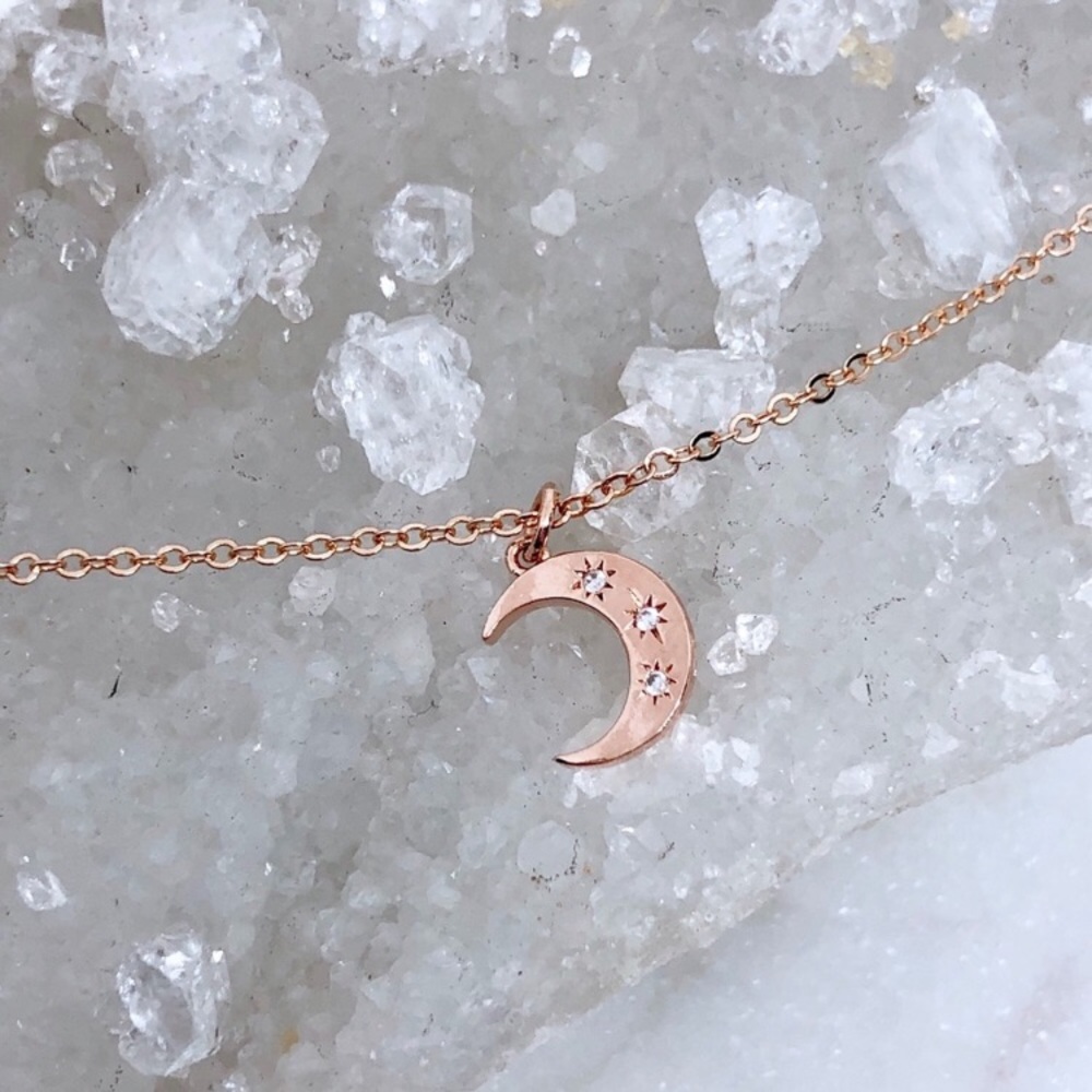 🖤Host Pick🖤 Rose Gold Pave Moon Necklace - Picture 4 of 6